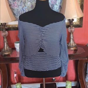 FashionNova striped off the shoulder top